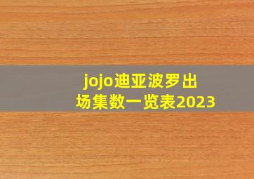 jojo迪亚波罗出场集数一览表2023