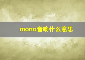 mono音响什么意思