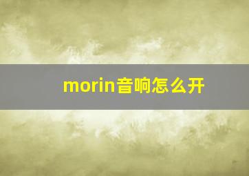 morin音响怎么开