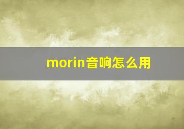 morin音响怎么用