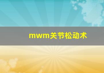 mwm关节松动术