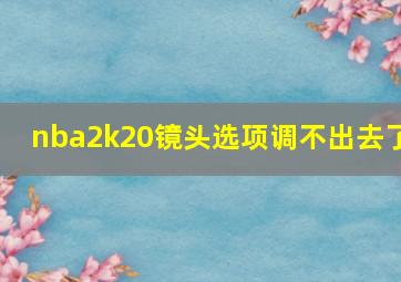 nba2k20镜头选项调不出去了