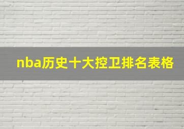 nba历史十大控卫排名表格