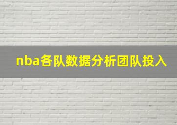 nba各队数据分析团队投入