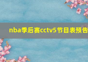 nba季后赛cctv5节目表预告