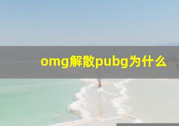 omg解散pubg为什么