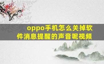 oppo手机怎么关掉软件消息提醒的声音呢视频