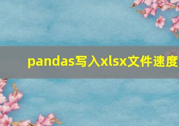 pandas写入xlsx文件速度