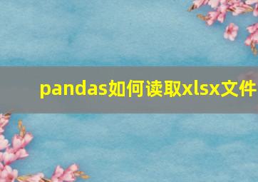 pandas如何读取xlsx文件