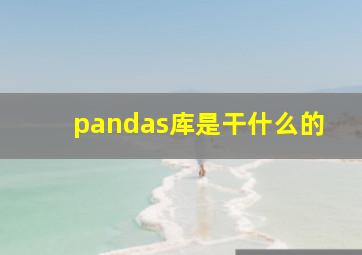 pandas库是干什么的