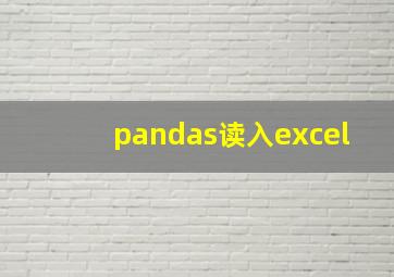 pandas读入excel