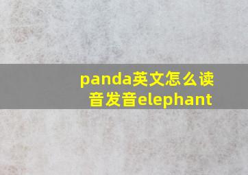 panda英文怎么读音发音elephant