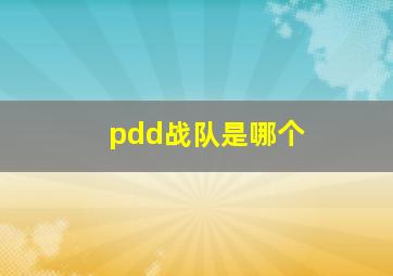 pdd战队是哪个