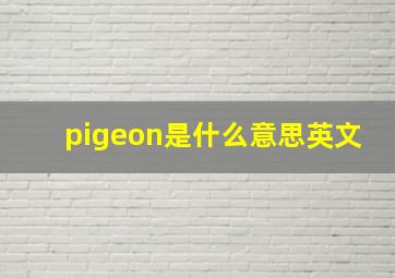 pigeon是什么意思英文