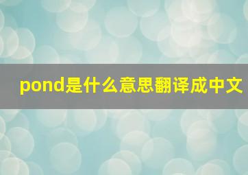 pond是什么意思翻译成中文