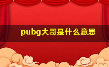 pubg大哥是什么意思