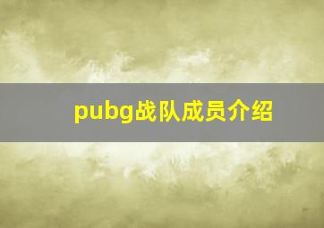 pubg战队成员介绍