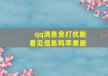 qq消息免打扰能看见信息吗苹果版