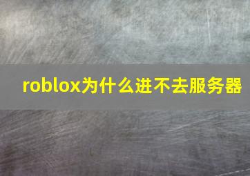 roblox为什么进不去服务器