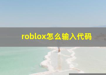 roblox怎么输入代码