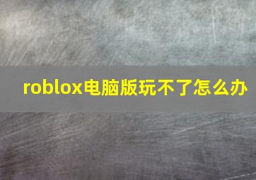 roblox电脑版玩不了怎么办