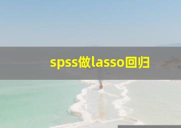 spss做lasso回归