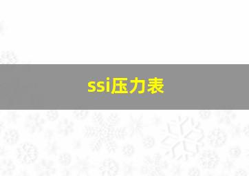 ssi压力表