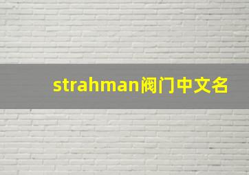 strahman阀门中文名