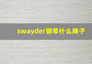 swayder钢琴什么牌子