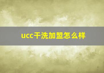 ucc干洗加盟怎么样