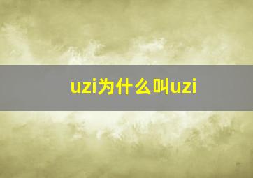 uzi为什么叫uzi