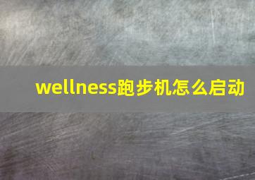 wellness跑步机怎么启动