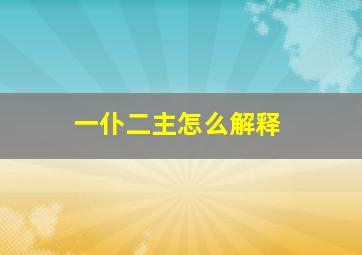 一仆二主怎么解释