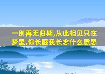 一别再无归期,从此相见只在梦里,你长眠我长念什么意思