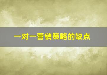 一对一营销策略的缺点