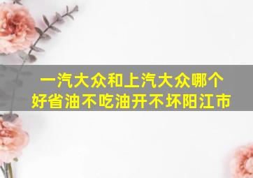 一汽大众和上汽大众哪个好省油不吃油开不坏阳江市