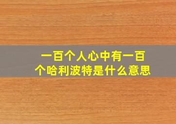 一百个人心中有一百个哈利波特是什么意思