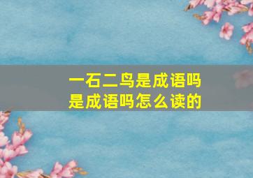 一石二鸟是成语吗是成语吗怎么读的