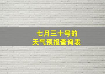 七月三十号的天气预报查询表