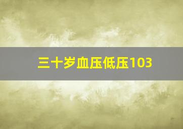 三十岁血压低压103