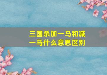 三国杀加一马和减一马什么意思区别