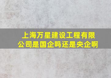 上海万星建设工程有限公司是国企吗还是央企啊