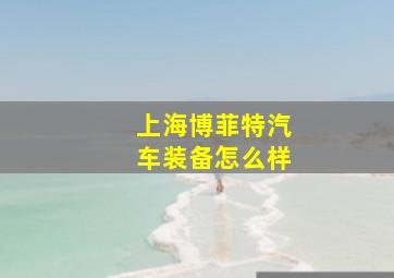 上海博菲特汽车装备怎么样