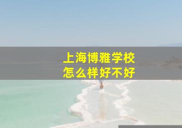 上海博雅学校怎么样好不好