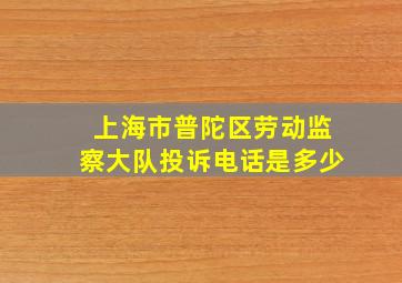 上海市普陀区劳动监察大队投诉电话是多少