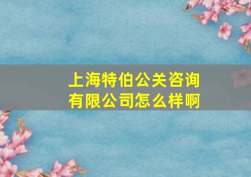 上海特伯公关咨询有限公司怎么样啊