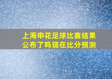 上海申花足球比赛结果公布了吗现在比分预测