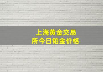 上海黄金交易所今日铂金价格