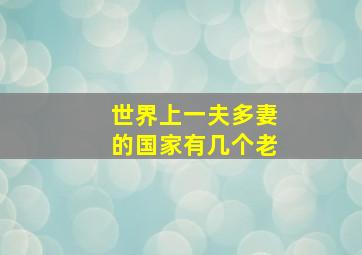 世界上一夫多妻的国家有几个老