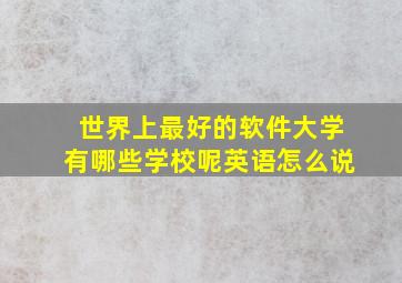 世界上最好的软件大学有哪些学校呢英语怎么说